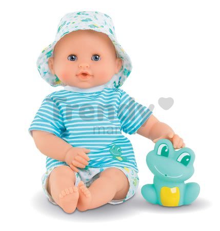 Bábika na kúpanie Baby Bath Marin Mon Premiere Corolle s modrými klipkajúcimi očami a žabou 30 cm od 18 mes
