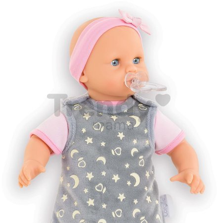 Bábika Bébé Calin Good Night Set Corolle s modrými klipkajúcimi očami a spacím vakom s fľašou a cumlíkom 30 cm od 18 mes