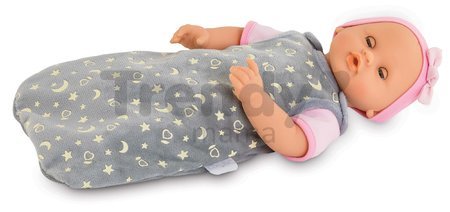 Bábika Bébé Calin Good Night Set Corolle s modrými klipkajúcimi očami a spacím vakom s fľašou a cumlíkom 30 cm od 18 mes