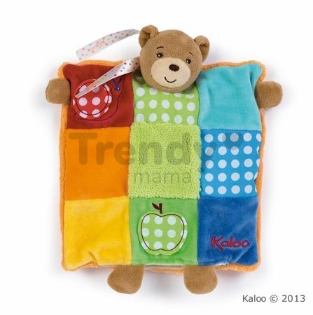 Plüss mackó kesztyűbáb Colors-Doudou Puppet Bear Patchwork Kaloo 20 cm ajándékcsomagolásban legkisebbeknek