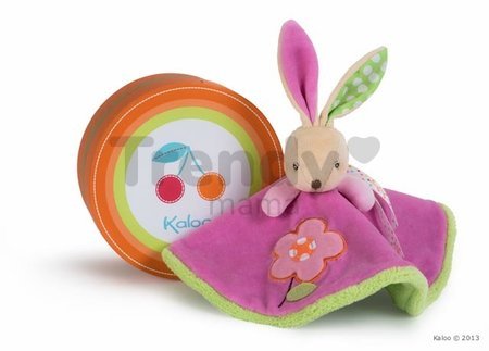 Plyšový zajačik na maznanie Colors-Round Doudou Rabbit Flower Kaloo v sukničke 18 cm v darčekovom balení pre najmenších