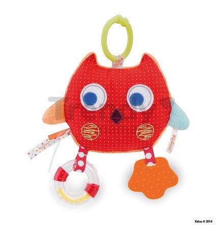 Textilná sovička Colors-My Comforting Owl Kaloo s hrkálkou a hryzátkom 25 cm pre najmenších