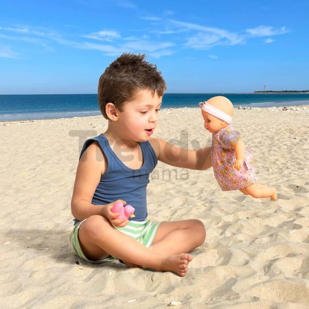 Bábika na kúpanie Baby Bath Calypso Mon Premiere Poupon Corolle s hnedými klipkajúcimi očami a kačičkou 30 cm od 18 mes