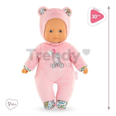 Bábika Sweet Heart Pink Bear Mon Doudou Corolle s modrými očami a kapucňou 30 cm od 0 mes