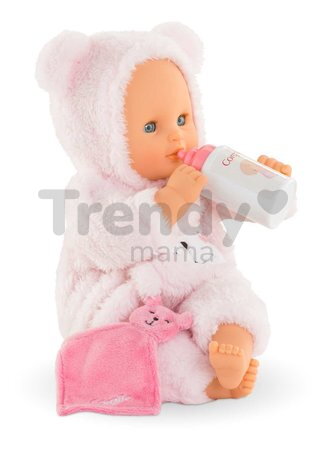 Bábika Bébé Calin Loving Teddy Bear Mon Premier Poupon Corolle s modrými klipkajúcimi očami a 2 doplnky 30 cm od 18 mes