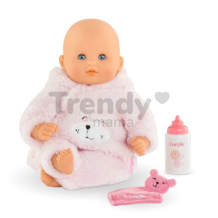 Bábika Bébé Calin Loving Teddy Bear Mon Premier Poupon Corolle s modrými klipkajúcimi očami a 2 doplnky 30 cm od 18 mes