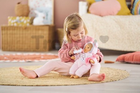 Bábika Bébé Calin Loving Teddy Bear Mon Premier Poupon Corolle s modrými klipkajúcimi očami a 2 doplnky 30 cm od 18 mes