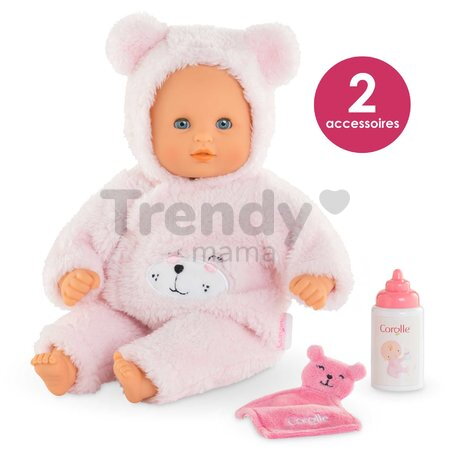 Bábika Bébé Calin Loving Teddy Bear Mon Premier Poupon Corolle s modrými klipkajúcimi očami a 2 doplnky 30 cm od 18 mes