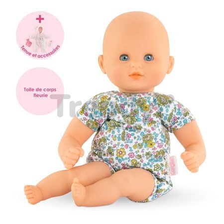 Bábika Bébé Calin Loving Teddy Bear Mon Premier Poupon Corolle s modrými klipkajúcimi očami a 2 doplnky 30 cm od 18 mes