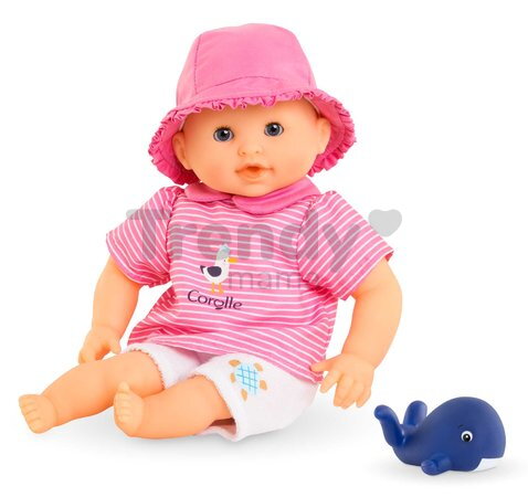 Bábika na kúpanie Baby Bath Océane Mon Premiere Poupon Corolle s modrými klipkajúcimi očami a veľrybou 30 cm od 18 mes