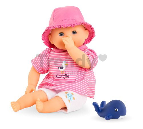 Bábika na kúpanie Baby Bath Océane Mon Premiere Poupon Corolle s modrými klipkajúcimi očami a veľrybou 30 cm od 18 mes