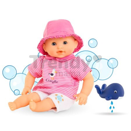 Bábika na kúpanie Baby Bath Océane Mon Premiere Poupon Corolle s modrými klipkajúcimi očami a veľrybou 30 cm od 18 mes