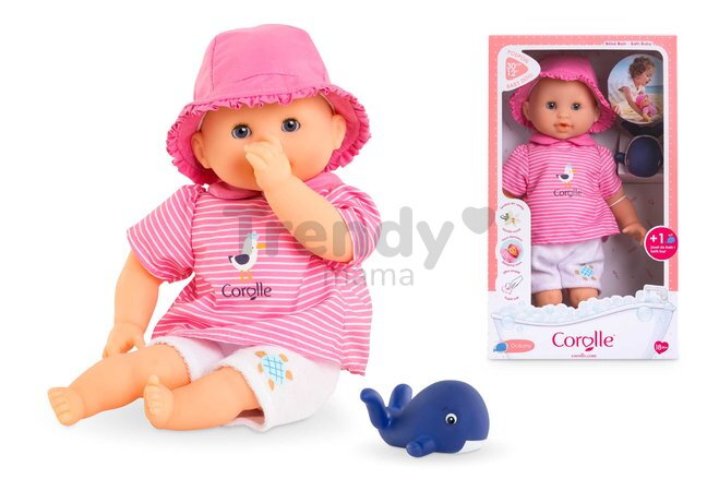 Bábika na kúpanie Baby Bath Océane Mon Premiere Poupon Corolle s modrými klipkajúcimi očami a veľrybou 30 cm od 18 mes