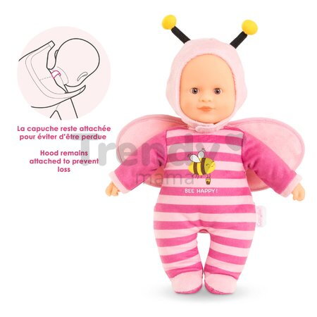 Bábika Sweet Heart Bee Mon Doudou Corolle s hnedými očami kapucňou a krídelkami 30 cm od 9 mes