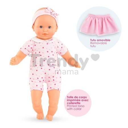 Bábika Mon Adorable Petit Poupon Hearts Corolle s modrými klipkajúcimi očami so sukničkou 30 cm od 12 mes
