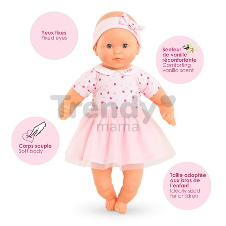 Bábika Mon Adorable Petit Poupon Hearts Corolle s modrými klipkajúcimi očami so sukničkou 30 cm od 12 mes