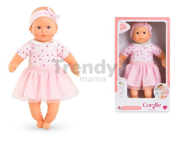 Bábika Mon Adorable Petit Poupon Hearts Corolle s modrými klipkajúcimi očami so sukničkou 30 cm od 12 mes