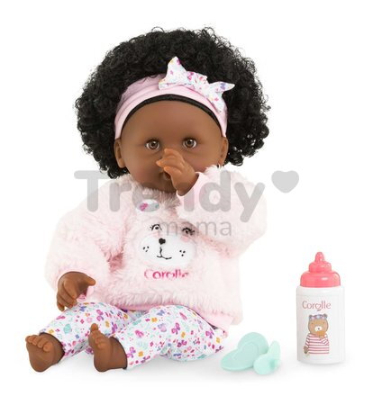 Bábika Bébé Calin Caroline Mon Premier Poupon Corolle s hnedými klipkajúcimi očami a 2 doplnky 30 cm od 18 mes