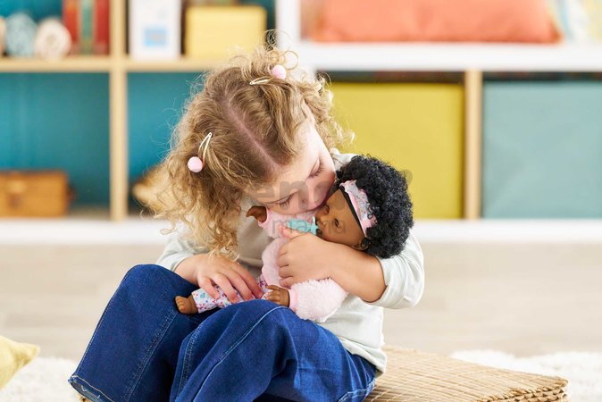 Bábika Bébé Calin Caroline Mon Premier Poupon Corolle s hnedými klipkajúcimi očami a 2 doplnky 30 cm od 18 mes