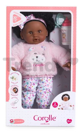 Bábika Bébé Calin Caroline Mon Premier Poupon Corolle s hnedými klipkajúcimi očami a 2 doplnky 30 cm od 18 mes