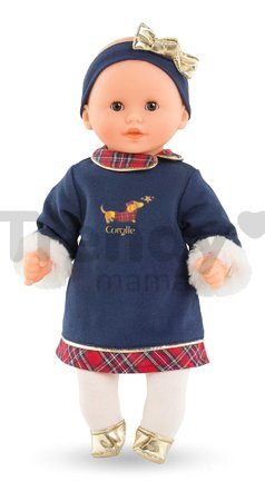 Bábika Bébé Calin Margaux Corolle Holidays Mon Premier Poupon Corolle vianočná edícia s hnedými klipkajúcimi očami 30 cm od 18 mes