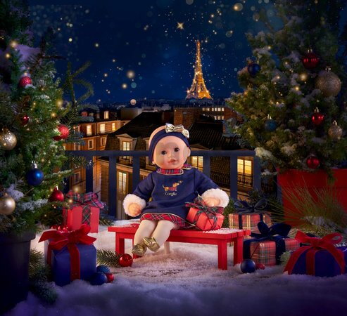 Bábika Bébé Calin Margaux Corolle Holidays Mon Premier Poupon Corolle vianočná edícia s hnedými klipkajúcimi očami 30 cm od 18 mes