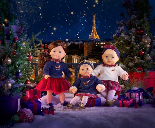 Bábika Bébé Calin Margaux Corolle Holidays Mon Premier Poupon Corolle vianočná edícia s hnedými klipkajúcimi očami 30 cm od 18 mes
