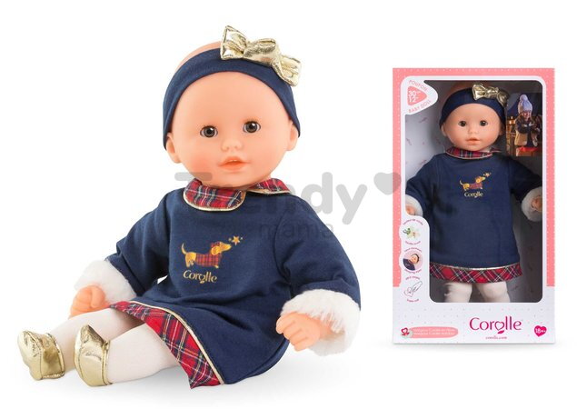 Bábika Bébé Calin Margaux Corolle Holidays Mon Premier Poupon Corolle vianočná edícia s hnedými klipkajúcimi očami 30 cm od 18 mes