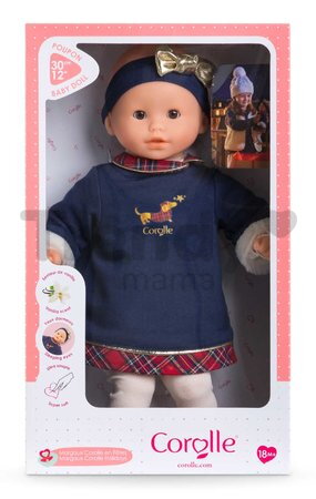 Bábika Bébé Calin Margaux Corolle Holidays Mon Premier Poupon Corolle vianočná edícia s hnedými klipkajúcimi očami 30 cm od 18 mes