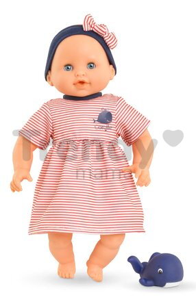 Bábika na kúpanie Baby Bath Calypso Mon Premiere Poupon Corolle s modrými klipkajúcimi očami a veľrybou 30 cm od 18 mes