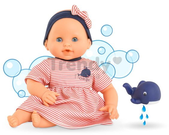 Bábika na kúpanie Baby Bath Calypso Mon Premiere Poupon Corolle s modrými klipkajúcimi očami a veľrybou 30 cm od 18 mes