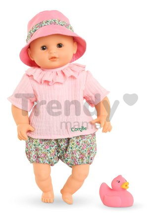 Bábika na kúpanie Baby Bath Coralie Mon Premiere Poupon Corolle s hnedými klipkajúcimi očami a kačičkou 30 cm od 18 mes