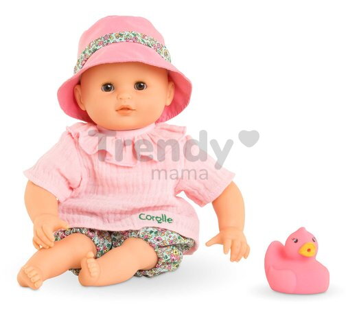 Bábika na kúpanie Baby Bath Coralie Mon Premiere Poupon Corolle s hnedými klipkajúcimi očami a kačičkou 30 cm od 18 mes