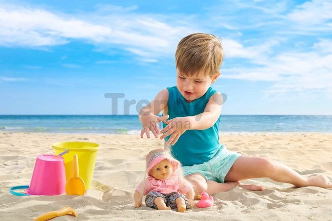 Bábika na kúpanie Baby Bath Coralie Mon Premiere Poupon Corolle s hnedými klipkajúcimi očami a kačičkou 30 cm od 18 mes