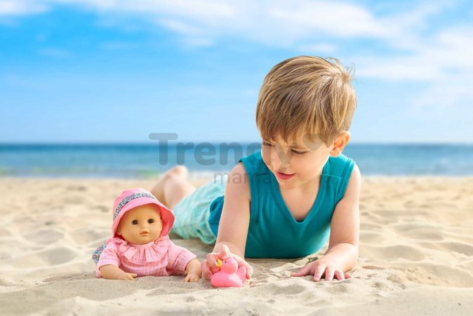 Bábika na kúpanie Baby Bath Coralie Mon Premiere Poupon Corolle s hnedými klipkajúcimi očami a kačičkou 30 cm od 18 mes