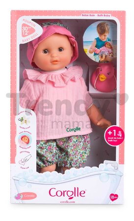 Bábika na kúpanie Baby Bath Coralie Mon Premiere Poupon Corolle s hnedými klipkajúcimi očami a kačičkou 30 cm od 18 mes