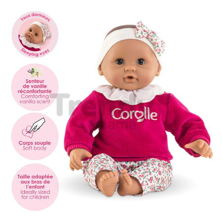 Bábika Bébé Calin Maria Pink Grenadine Mon Premier Poupon Corolle s hnedými klipkajúcimi očami 30 cm od 18 mes