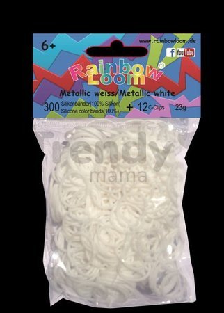 Rainbow Loom metalízové originálne gumičky 300 kusov biele od 6 rokov