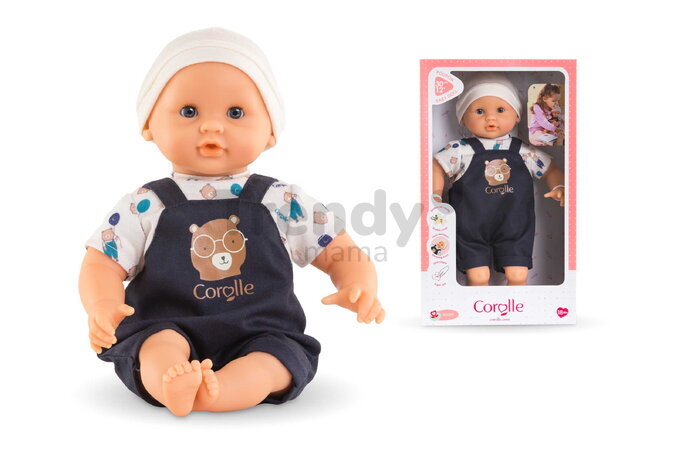 Bábika Bébé Calin Mael Teddy Bear Mon Premier Poupon Corolle s modrými klipkajúcimi očami 30 cm od 18 mes