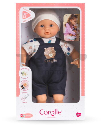 Bábika Bébé Calin Mael Teddy Bear Mon Premier Poupon Corolle s modrými klipkajúcimi očami 30 cm od 18 mes