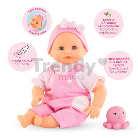 Bábika do vane Baby Bath Océane Mon Premiere Poupon Corolle s modrými klipkajúcimi očami a chobotnicou 30 cm od 18 mes