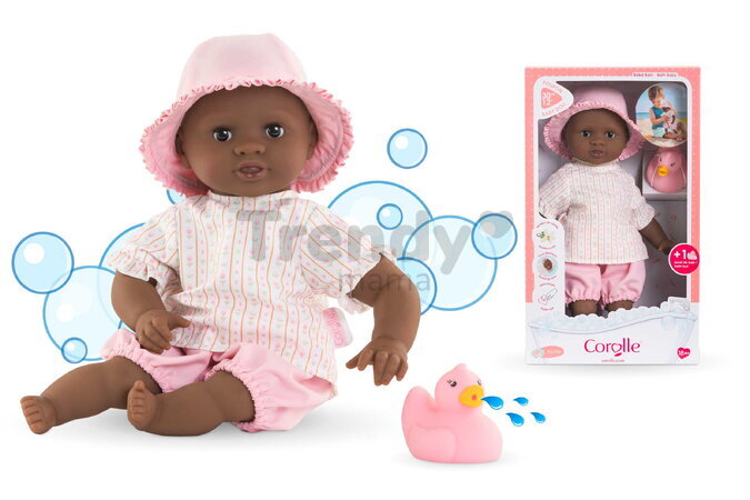 Bábika do vody Baby Bath Alyzée Mon Premiere Poupon Corolle s klobúčikom s hnedými klipkajúcimi očami a kačičkou 30 cm od 18 mes