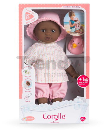 Bábika do vody Baby Bath Alyzée Mon Premiere Poupon Corolle s klobúčikom s hnedými klipkajúcimi očami a kačičkou 30 cm od 18 mes