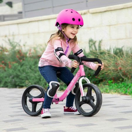 Balančné odrážadlo skladacie Folding Balance Bike Pink smarTrike ružové z hliníka s ergonomickými úchytmi od 2-5 rokov a chrániče ako darček