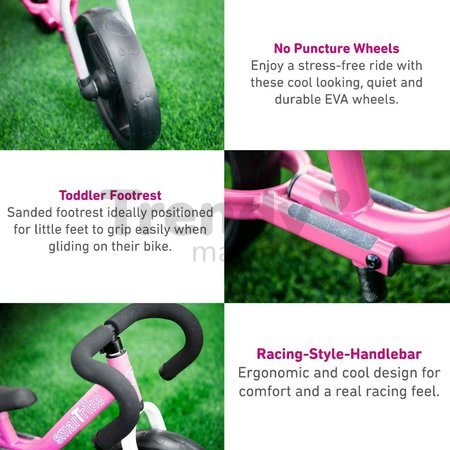 Balančné odrážadlo skladacie Folding Balance Bike Pink smarTrike ružové z hliníka s ergonomickými úchytmi od 2-5 rokov a chrániče ako darček