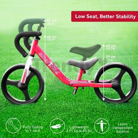 Balančné odrážadlo skladacie Folding Balance Bike Red smarTrike z hliníka s ergonomickými úchytmi od 2-5 rokov