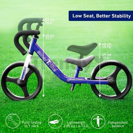 Balančné odrážadlo skladacie Folding Balance Bike Blue smarTrike z hliníka s ergonomickými úchytmi od 2-5 rokov