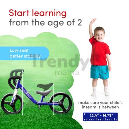 Balančné odrážadlo skladacie Folding Balance Bike Blue smarTrike z hliníka s ergonomickými úchytmi od 2-5 rokov