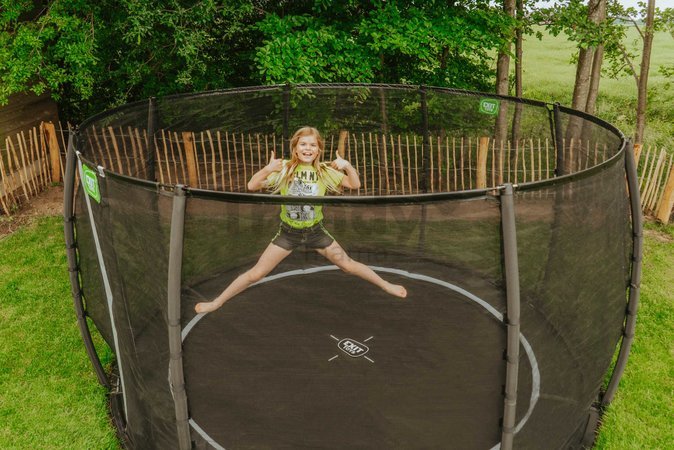 Trampolína s ochrannou sieťou Dynamic Groundlevel Exit Toys do zeme okrúhla 366 cm priemer čierna