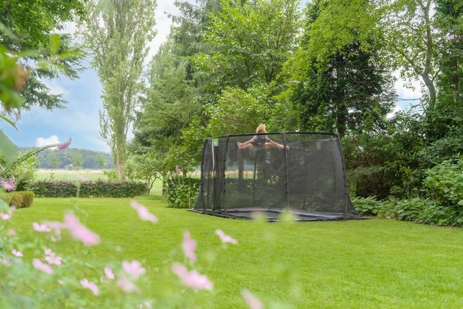Trampolína s ochrannou sieťou Dynamic Groundlevel Exit Toys do zeme 275*458 cm čierna